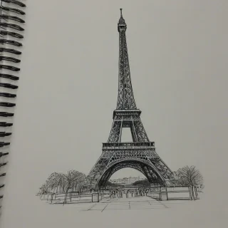 Sketch drawing of the Eiffel tower