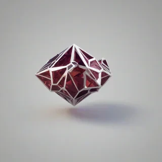 Maroon low poly magical artifact, full-body view, on a plain white background, 3D illustration style, on a plain white background, even lighting 