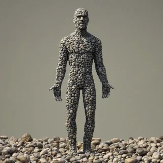 man made entirely of rocks , vivid illustration