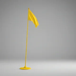 A minimalist yellow flag, simple design, plain yellow background, no text, no symbols, full-body view, on a plain white background, photorealistic style, on a plain white background, even lighting 