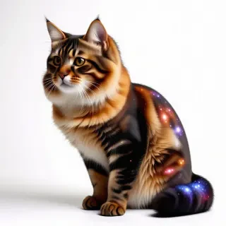 Large cat with fur that looks like a galaxy
