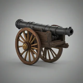 D & D style cannon, on a plain white background, even lighting
