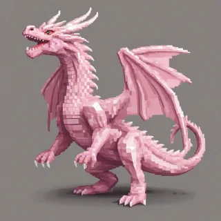 pixel art light pink dragon