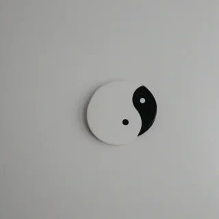 Yin and yang, on a plain white background, even lighting 