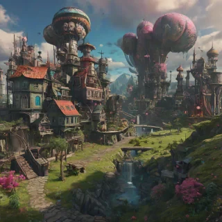 Magicpunk landscape scene