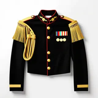 military jack with gold tassels on edge of shoulders