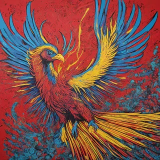 Pop art painting of a phoenix