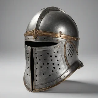 knight's helmet, on a plain white background, even lighting