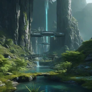 A cool sci-fi and nature based environment scene