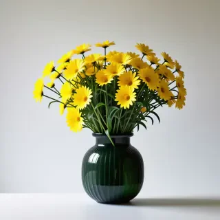 vase full of yellow daisies