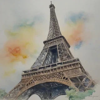 Watercolor of the Eiffel tower