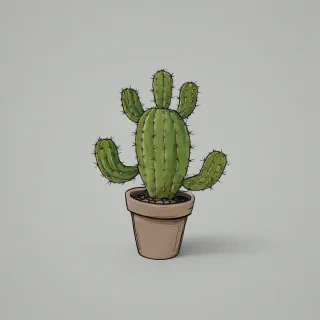 cartoon cactus, on a plain white background, even lighting