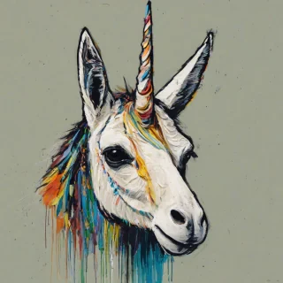 abstract expressionism llamacorn head