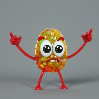 Angry jellybean with 2 arms and legs