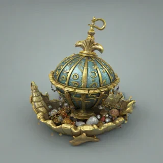 3d cartoon sea treasure object, on a plain white background, even lighting
