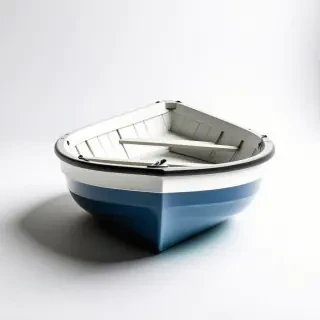 white and blue row boat