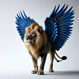 Lion with blue wings