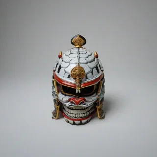Japanese Kabuto, on a plain white background, even lighting