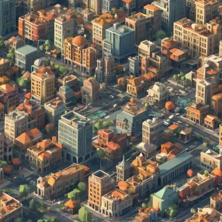 Low poly art of a city