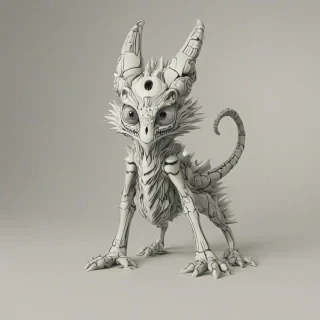 3d hand- drawn anime style creature, on a plain white background, even lighting