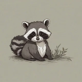 Ghibli style of a baby racoon