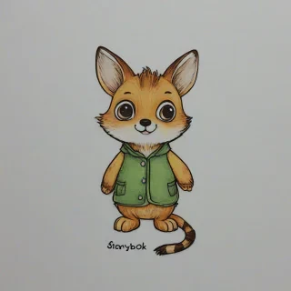 hand-drawn cartoon, cute storybook animal, on a plain white background, even lighting