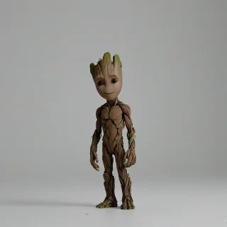 Groot from Guardians of the Galaxy, on a plain white background, even lighting
