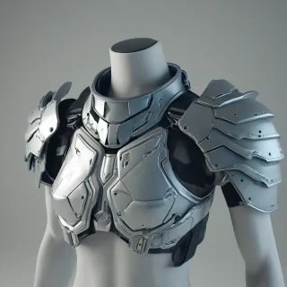 game asset style cyberpunk shoulder armor, on a plain white background, even lighting
