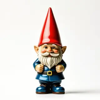 garden gnome with a red hat and blue shoes