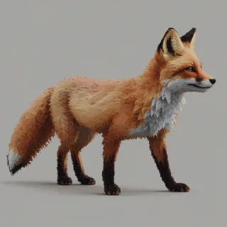 pixel art of a single red fox, on a plain white background, even lighting 