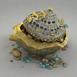 3d cartoon sea treasure object, on a plain white background, even lighting