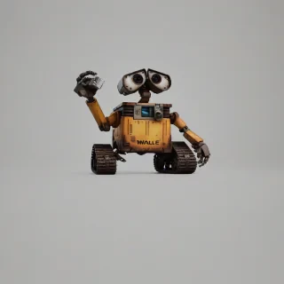 Wall-e, on a plain white background, even lighting 