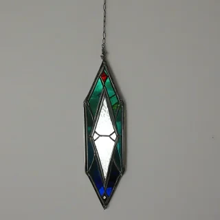 stained glass light catcher, on a plain white background, even lighting