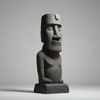 Moai statue, on a plain white background, even lighting