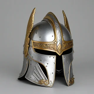Valkyrie helmet, on a plain white background, even lighting