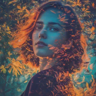 Double exposure photography with vibrant colors