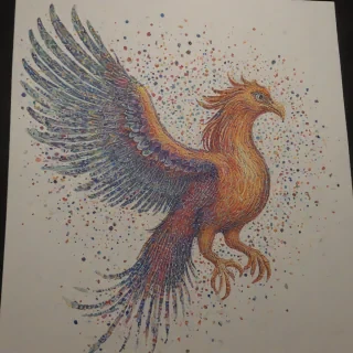 Pointillism style of a phoenix