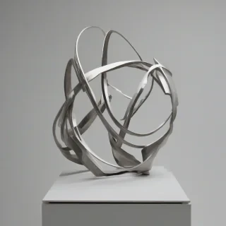 contemporary sculpture, on a plain white background, even lighting 