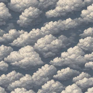 Pixel art of fluffy white clouds