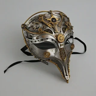 steampunk masquerade mask, on a plain white background, even lighting