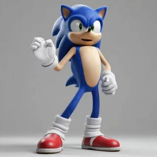 Sonic the hedgehog, on a plain white background, even lighting 