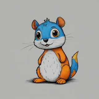 hand-drawn cartoon, single cute storybook animal, vivid colors, no background, on a plain white background, even lighting
