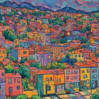 Fauvism style of a neighborhood