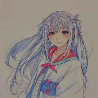 An anime girl, vivid color