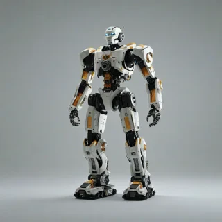 robot with treads, on a plain white background, even lighting