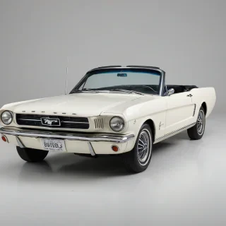 A 1966 mustang convertible, on a plain white background, even lighting