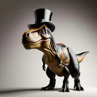 A T-rex full body wearing a Top hat