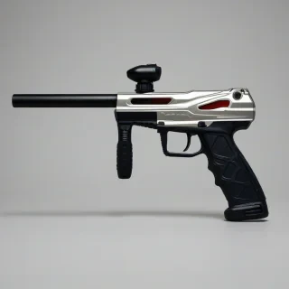 paintball marker, on a plain white background, even lighting