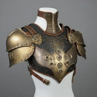 steampunk style shoulder armor, on a plain white background, even lighting