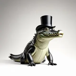 a crocodile wearing a top hat